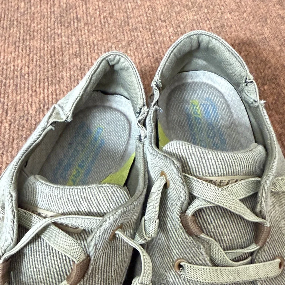 Skechers On-the-GO Flex Ashore Tan Canvas Boat Shoes Mens 9.5‎ 66384 Loafers